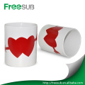 Tazas de la sublimación en blanco de customed de la insignia de forma de 11OZ blanco del corazón